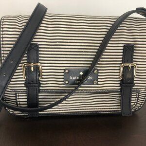 Kate Spade New York Hudson Convertible Striped Canvas and Leather Crossbody Bag